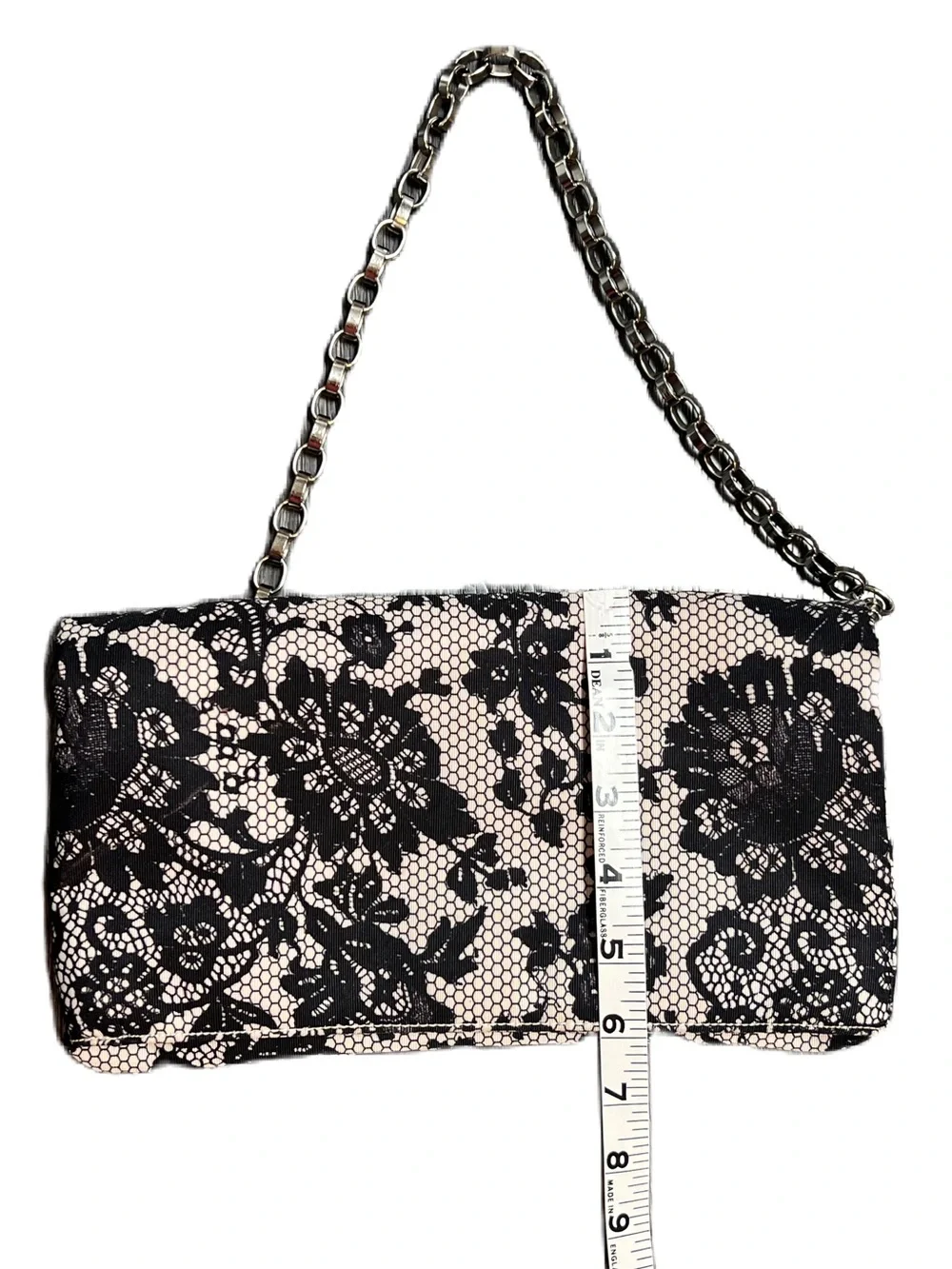Alfani Black & White Lace Chain Shoulder/ Clutch bag, removable chain
